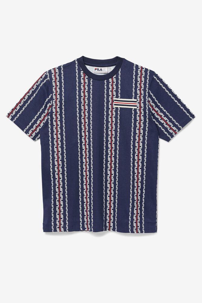 Fila T-Shirt Mens Navy - Steffan - Philippines 7910325-XZ